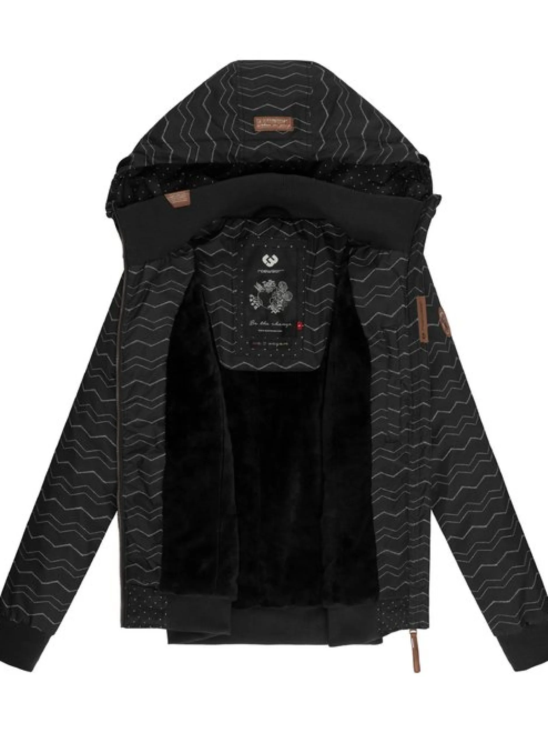 Ragwear Damen Winterjacke - Nuggie Zig Zag Intl. in schwarz