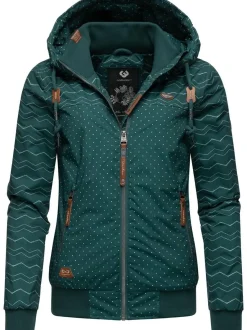 Ragwear Damen Winterjacke - Nuggie Zig Zag Intl. in petrol