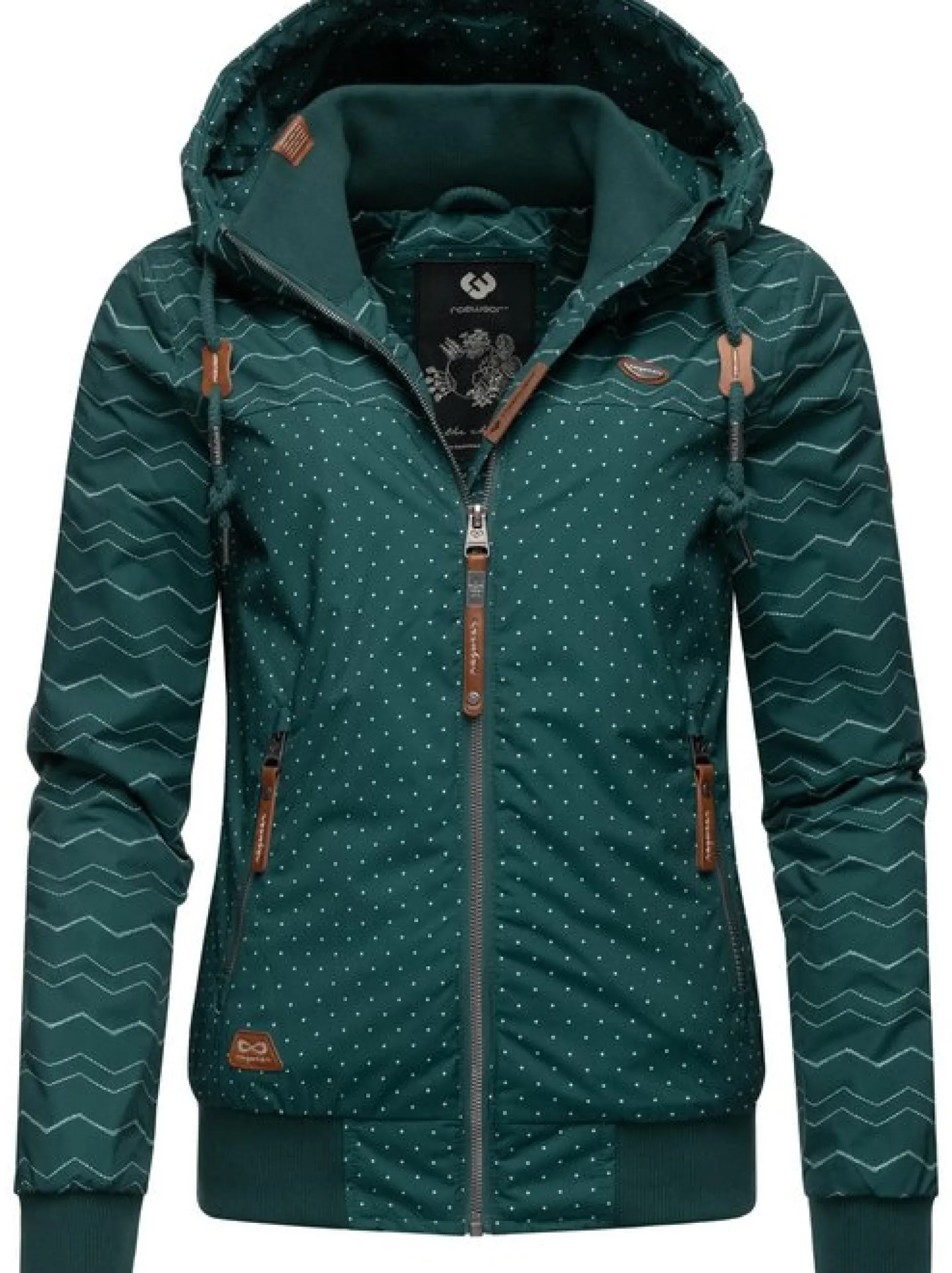 Ragwear Damen Winterjacke - Nuggie Zig Zag Intl. in petrol