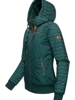 Ragwear Damen Winterjacke - Nuggie Zig Zag Intl. in petrol