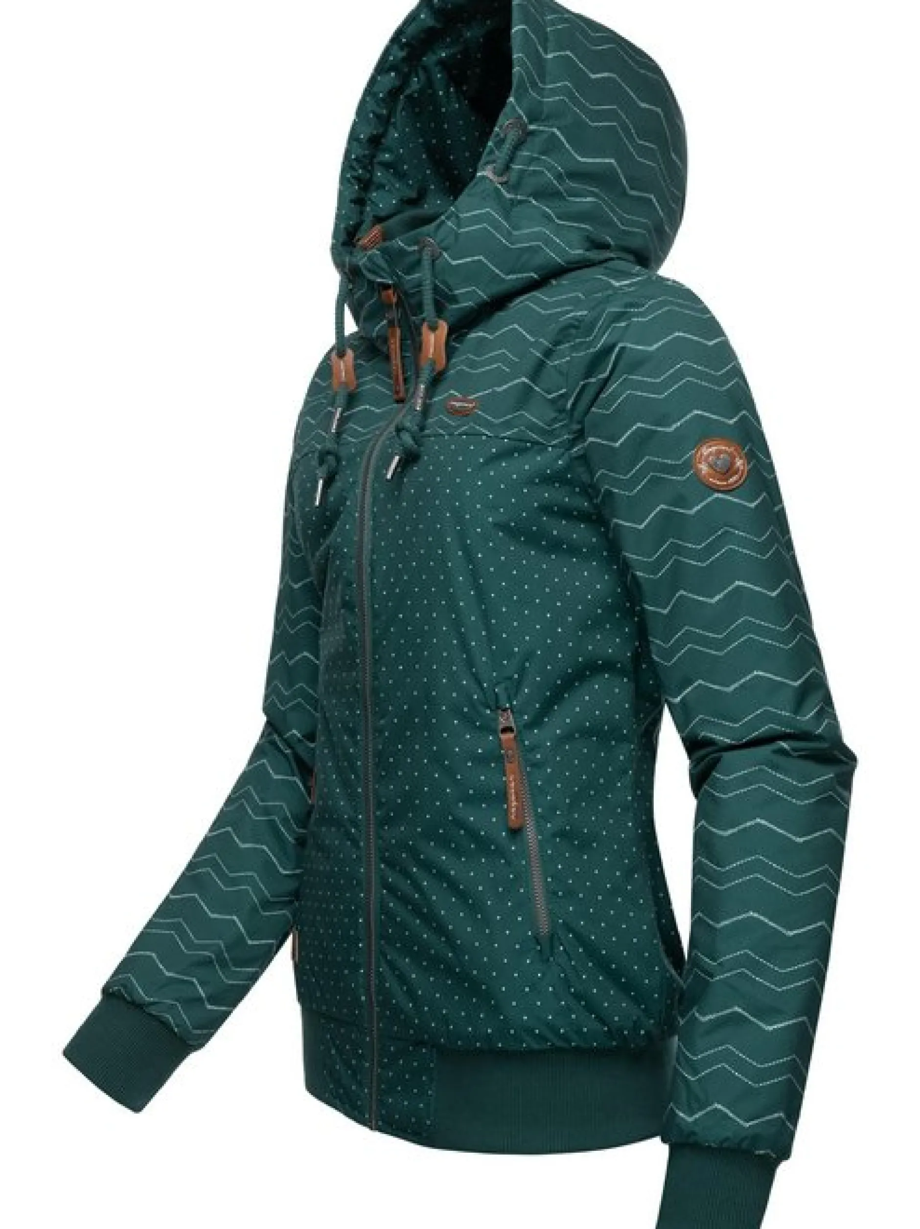 Ragwear Damen Winterjacke - Nuggie Zig Zag Intl. in petrol