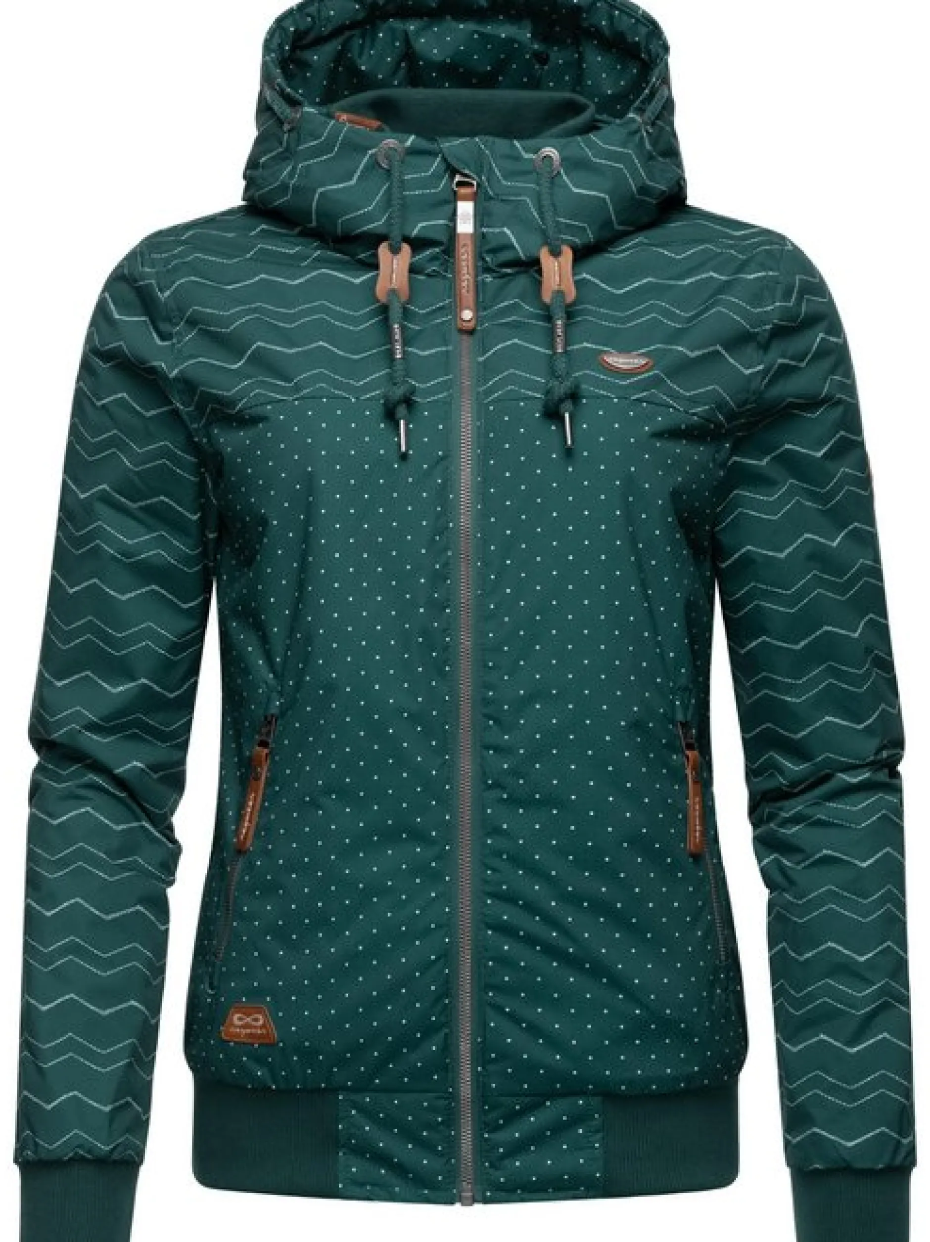 Ragwear Damen Winterjacke - Nuggie Zig Zag Intl. in petrol