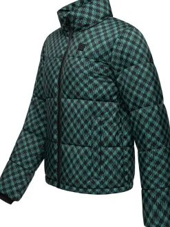 Ragwear Damen Winterjacke - Serah Print in smaragd