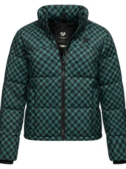 Ragwear Damen Winterjacke - Serah Print in smaragd