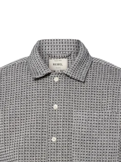 Redefined Rebel Herren Overshirt - Chen in schwarz ecru
