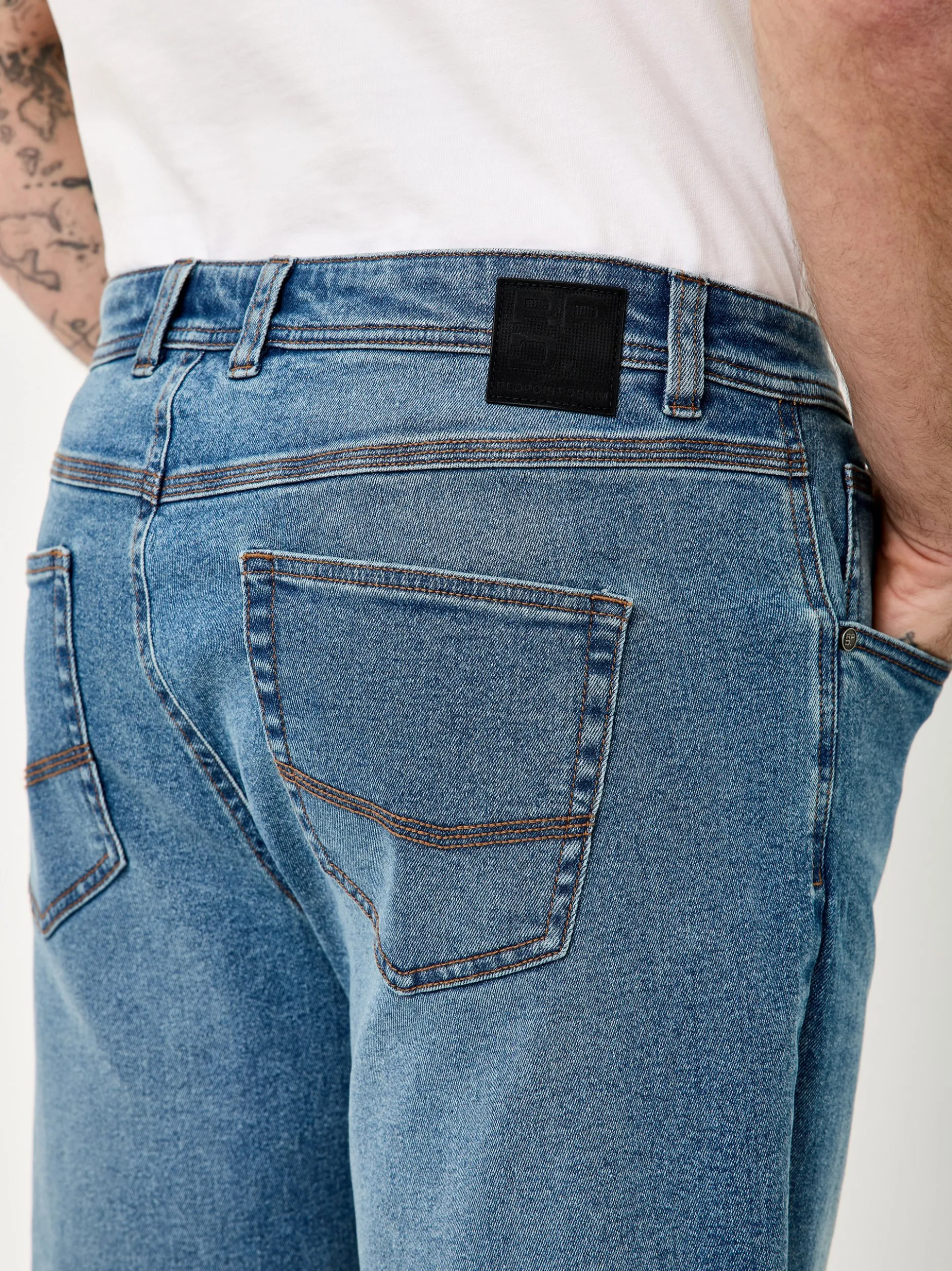 Redpoint Herren Jeansshorts - SHERBROOKE in light stone