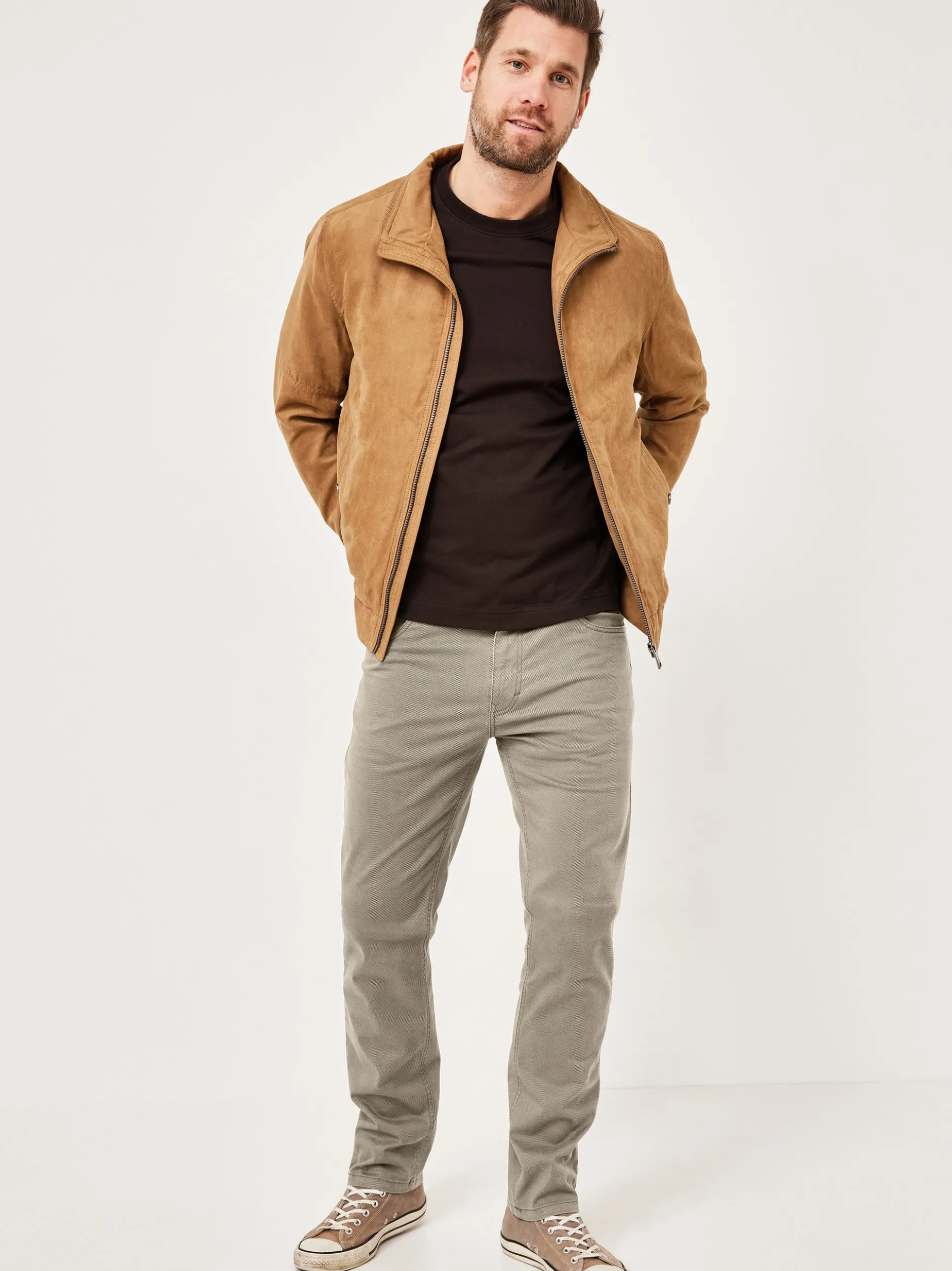 Redpoint Herren 5-Pocket Hose - MONTREAL Straight Fit in kitt