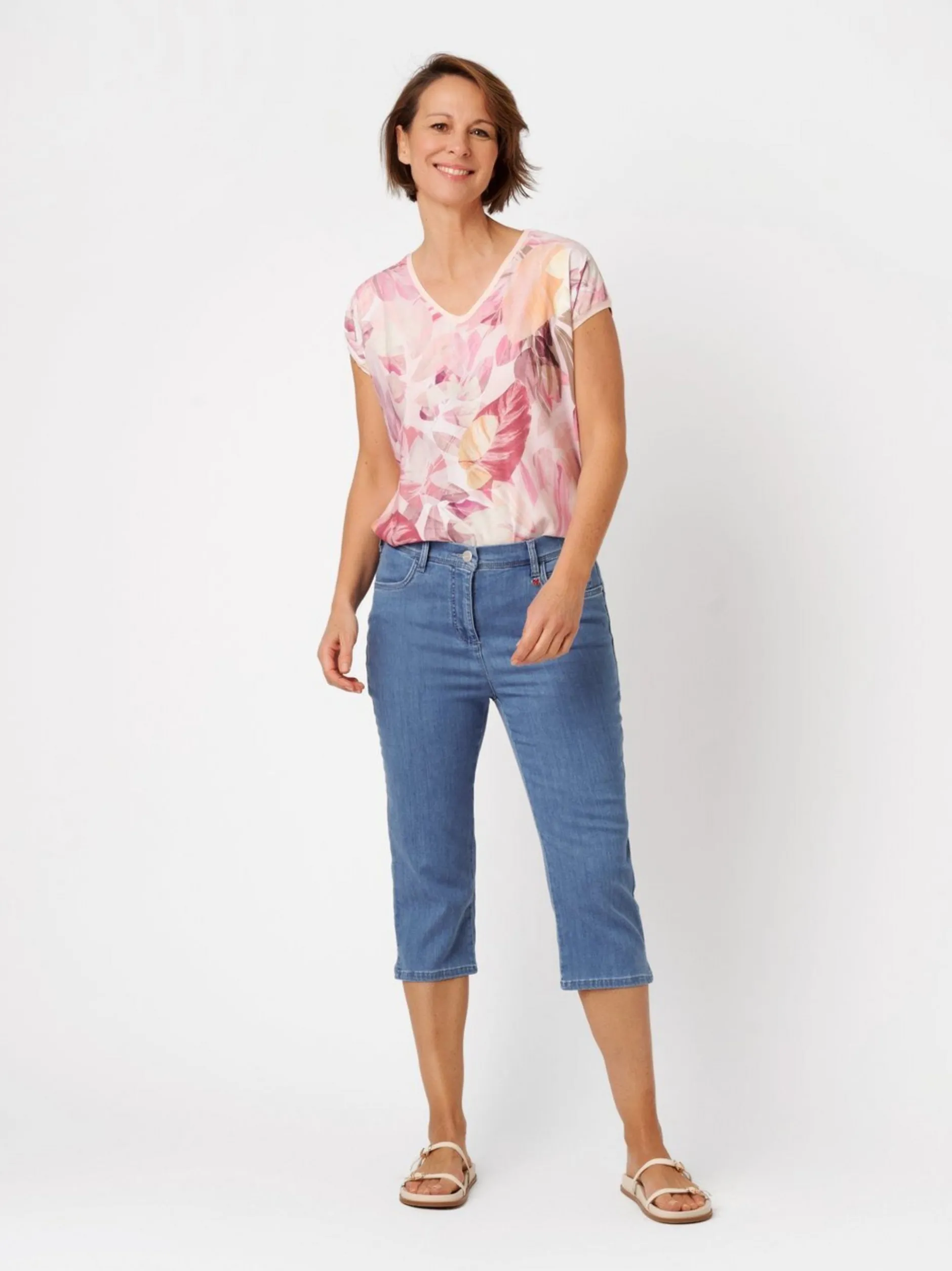 Relaxed Damen Capri in blau - Länge: knielang