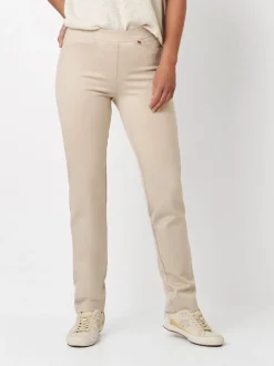 Relaxed Damen Hose - Alice Slim in beige - Länge: lang