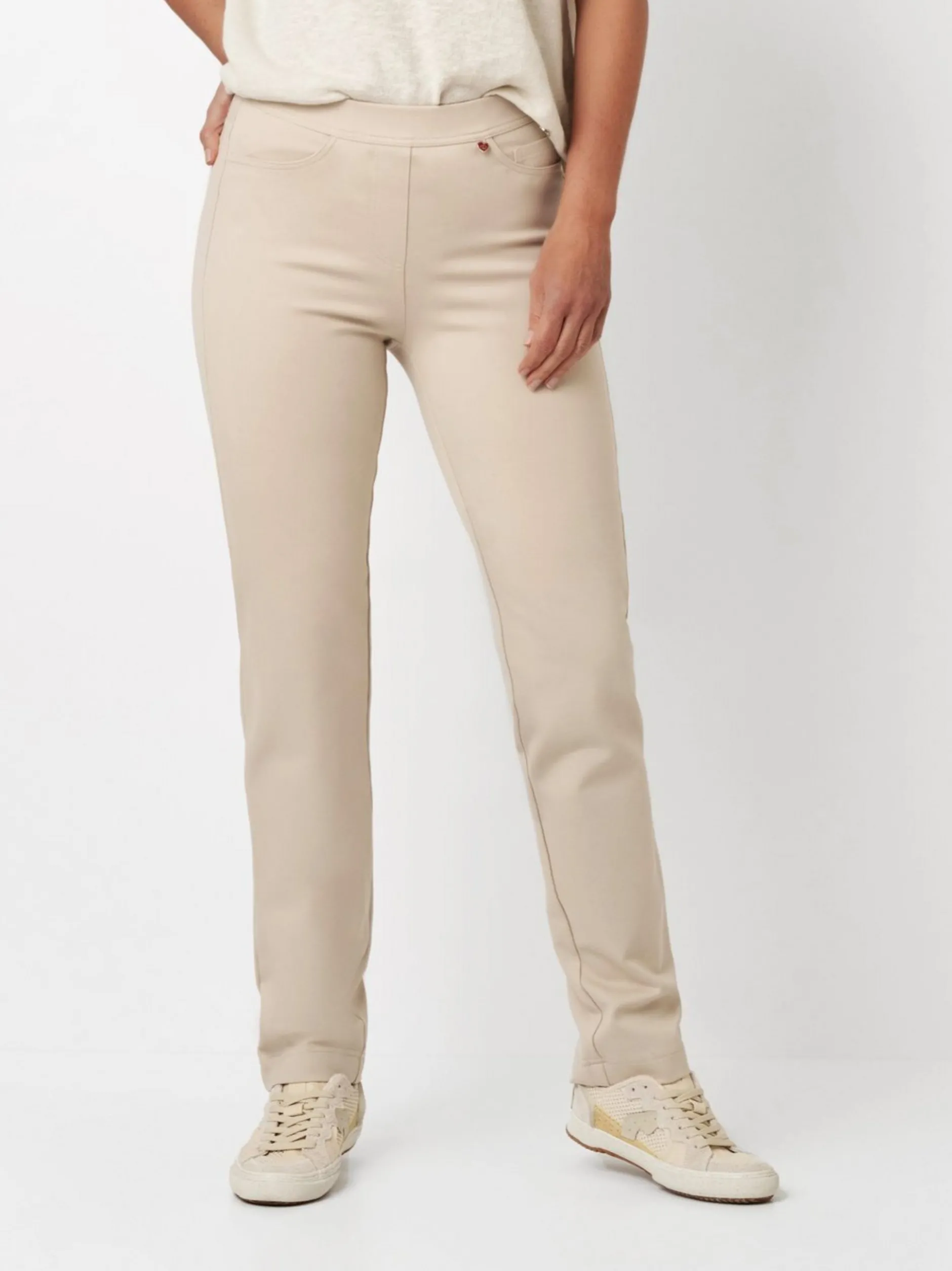 Relaxed Damen Hose - Alice Slim in beige - Länge: lang