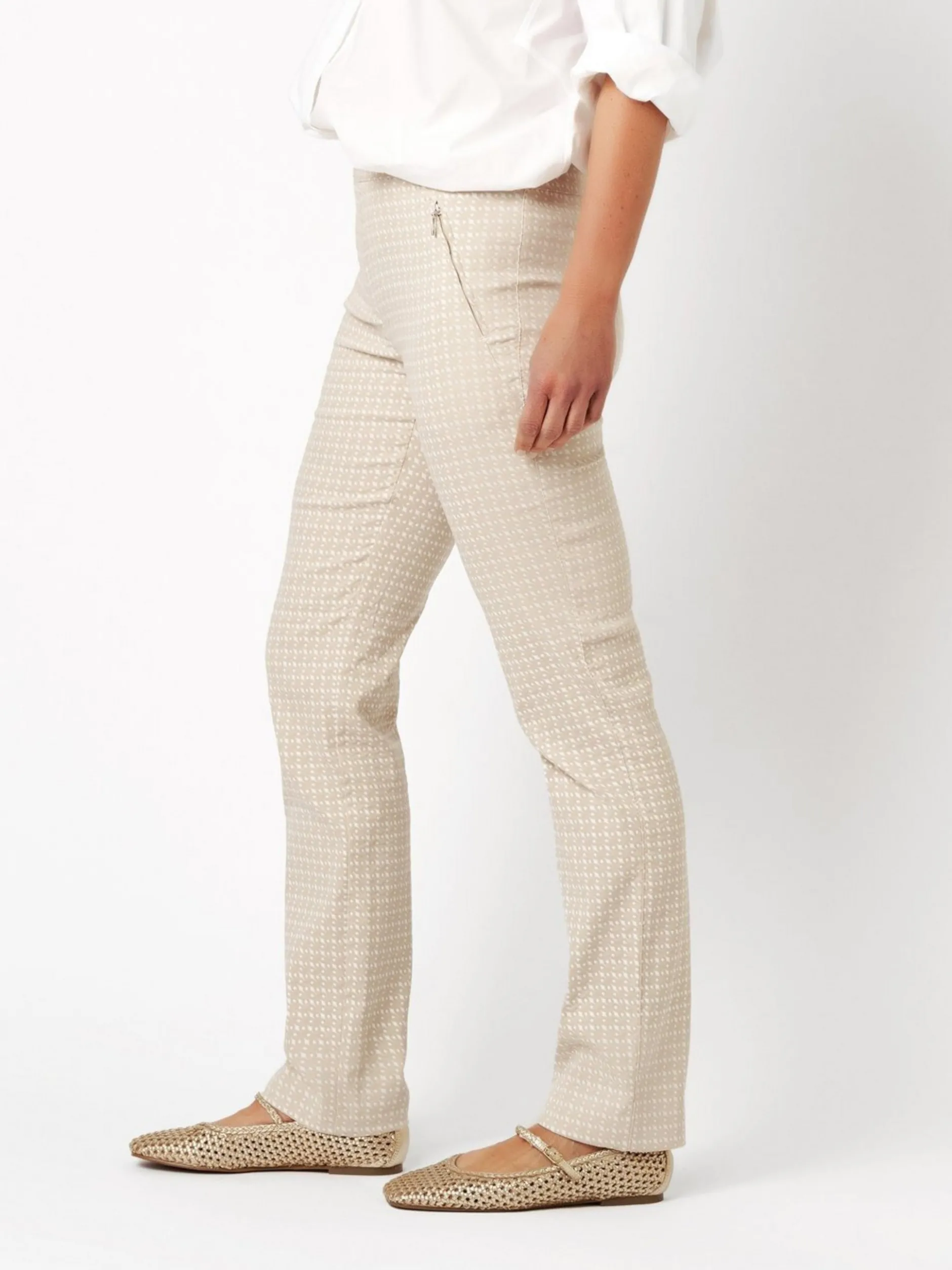 Relaxed Damen Hose - Alice Slim in beige - Länge: lang