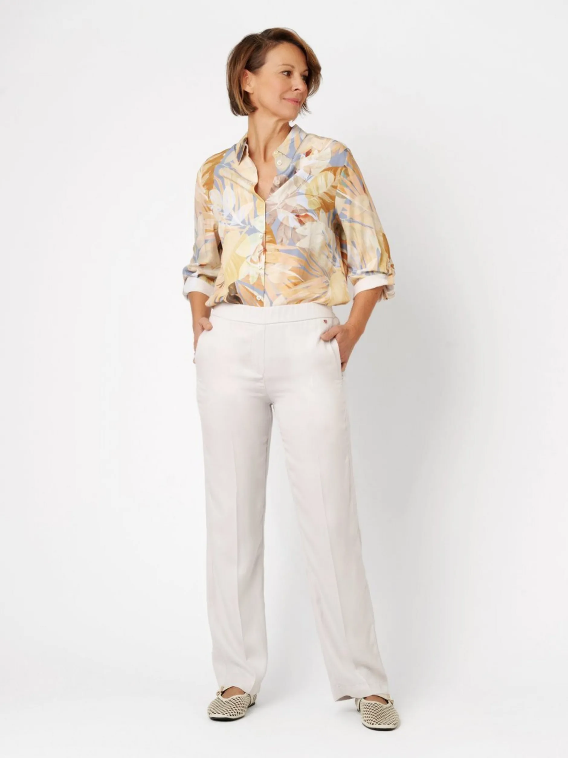 Relaxed Damen Hose - Scarlet Wide in hellgrau