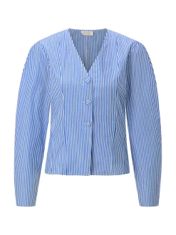 Rich & Royal Damen Bluse in blau weiß - Ärmel: langarm