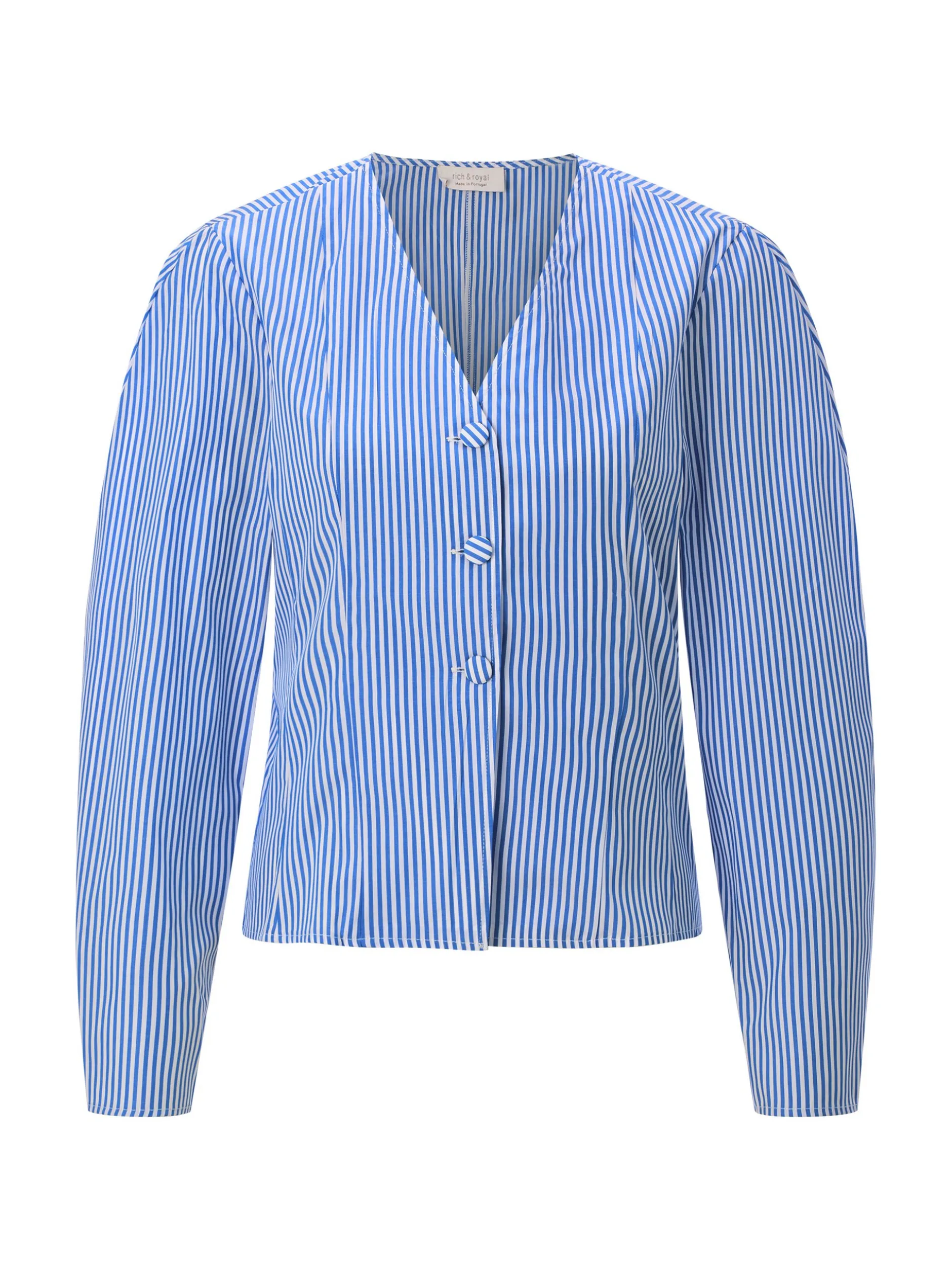 Rich & Royal Damen Bluse in blau weiß - Ärmel: langarm