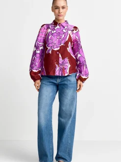 Rich & Royal Damen Bluse in bordeaux - Ärmel: langarm