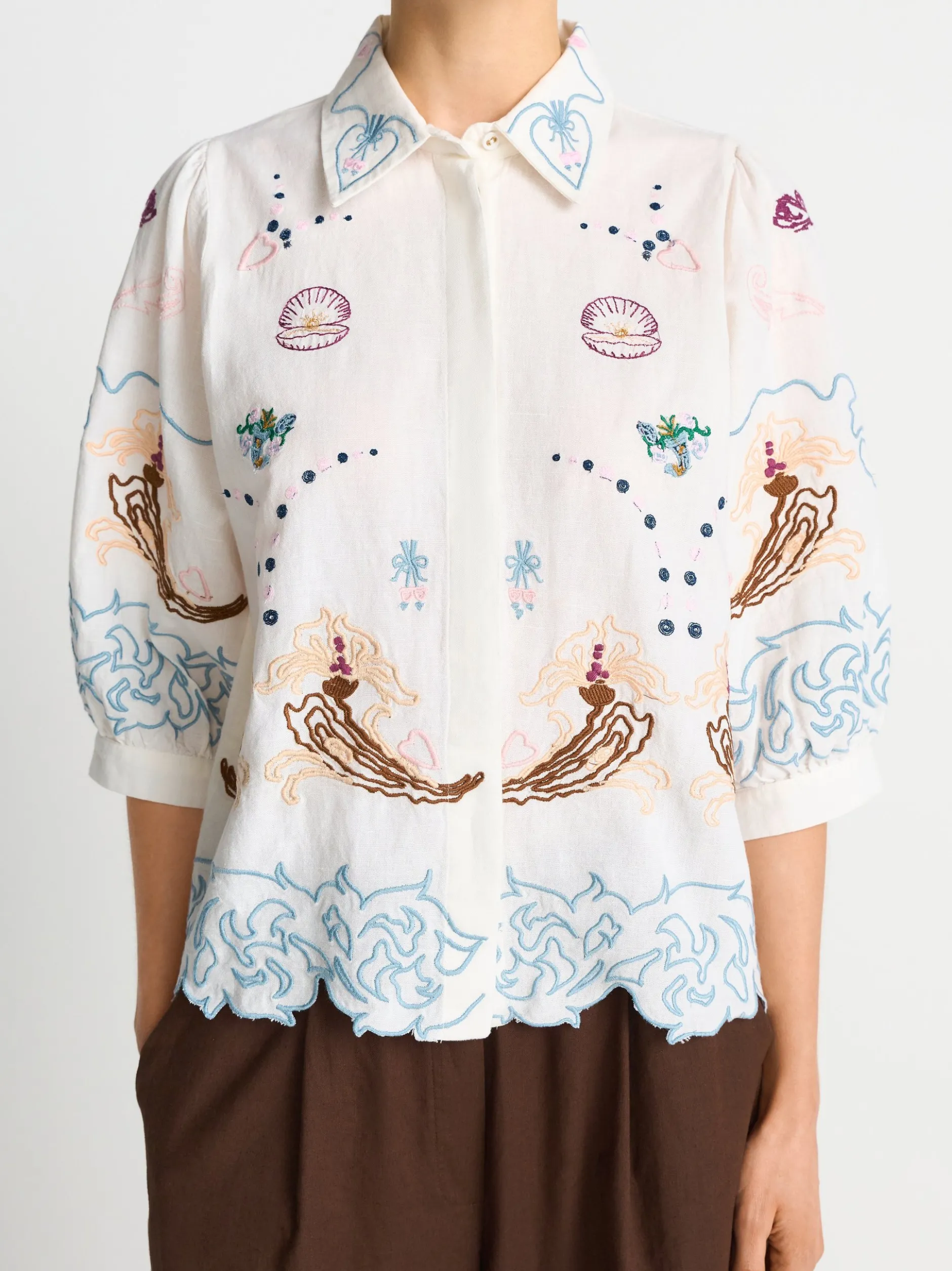 Rich & Royal Damen Bluse in ecru mehrfarbig
