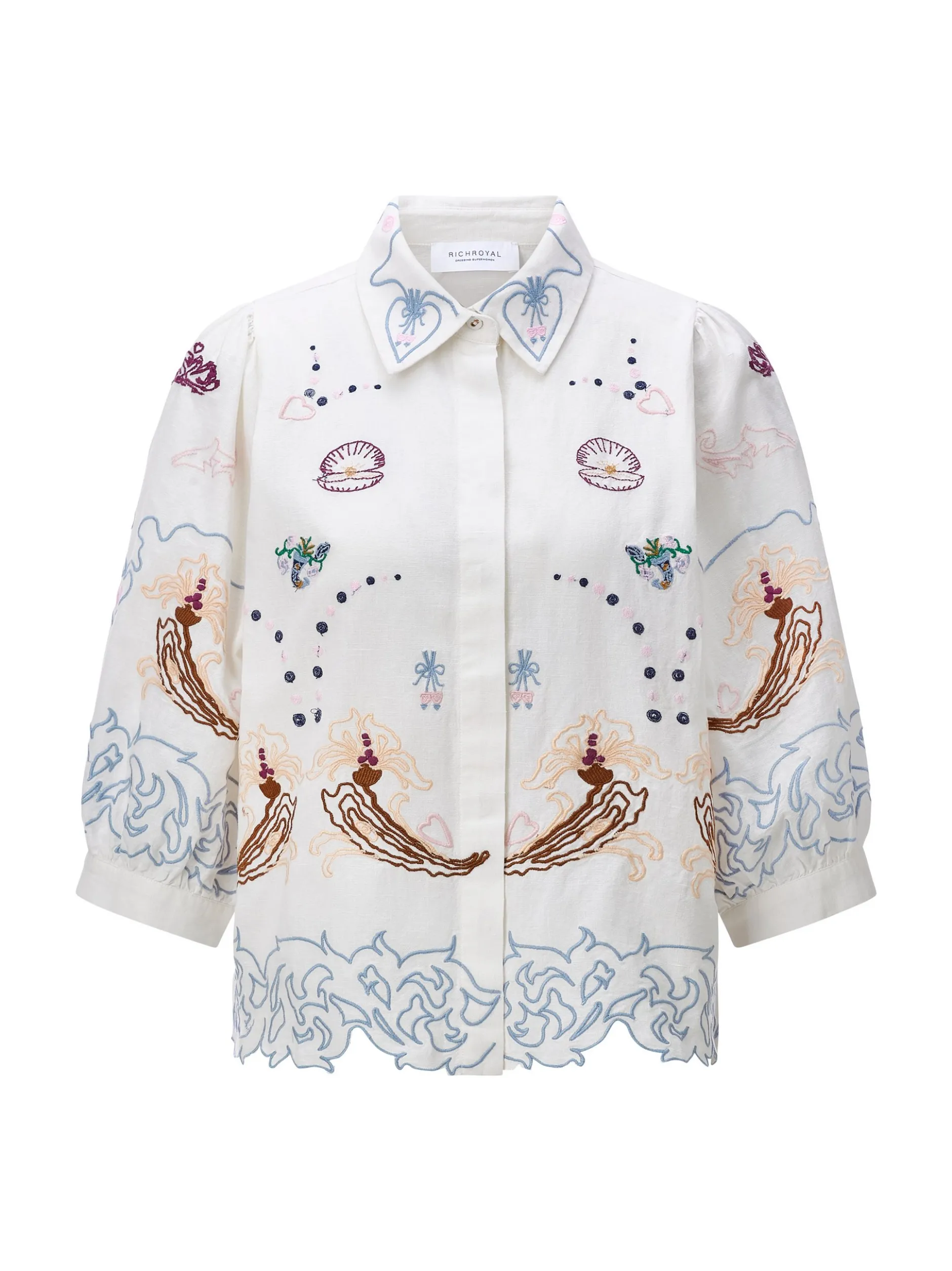 Rich & Royal Damen Bluse in ecru mehrfarbig