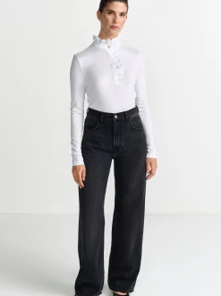 Rich & Royal Damen Langarmshirt - Mat Mix in weiß