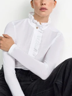 Rich & Royal Damen Langarmshirt - Mat Mix in weiß