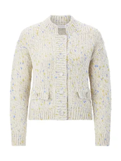 Rich & Royal Damen Strickjacke mit Schurwoll-Anteil in beige mehrfarbig