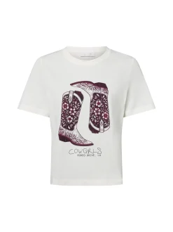 Rich & Royal Damen T-Shirt - Cow Girl Boots in ecru