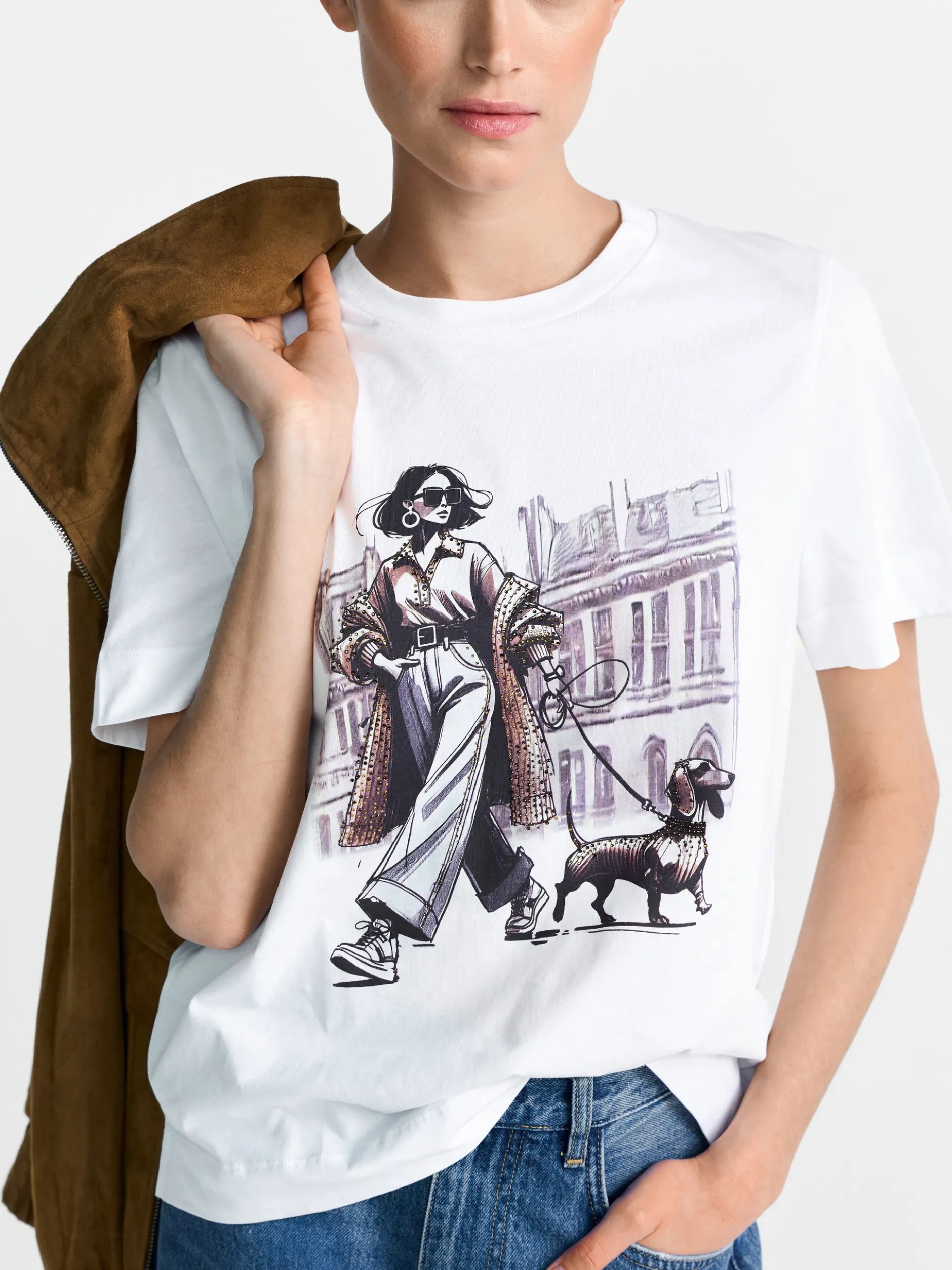 Rich & Royal Damen T-Shirt in weiß braun
