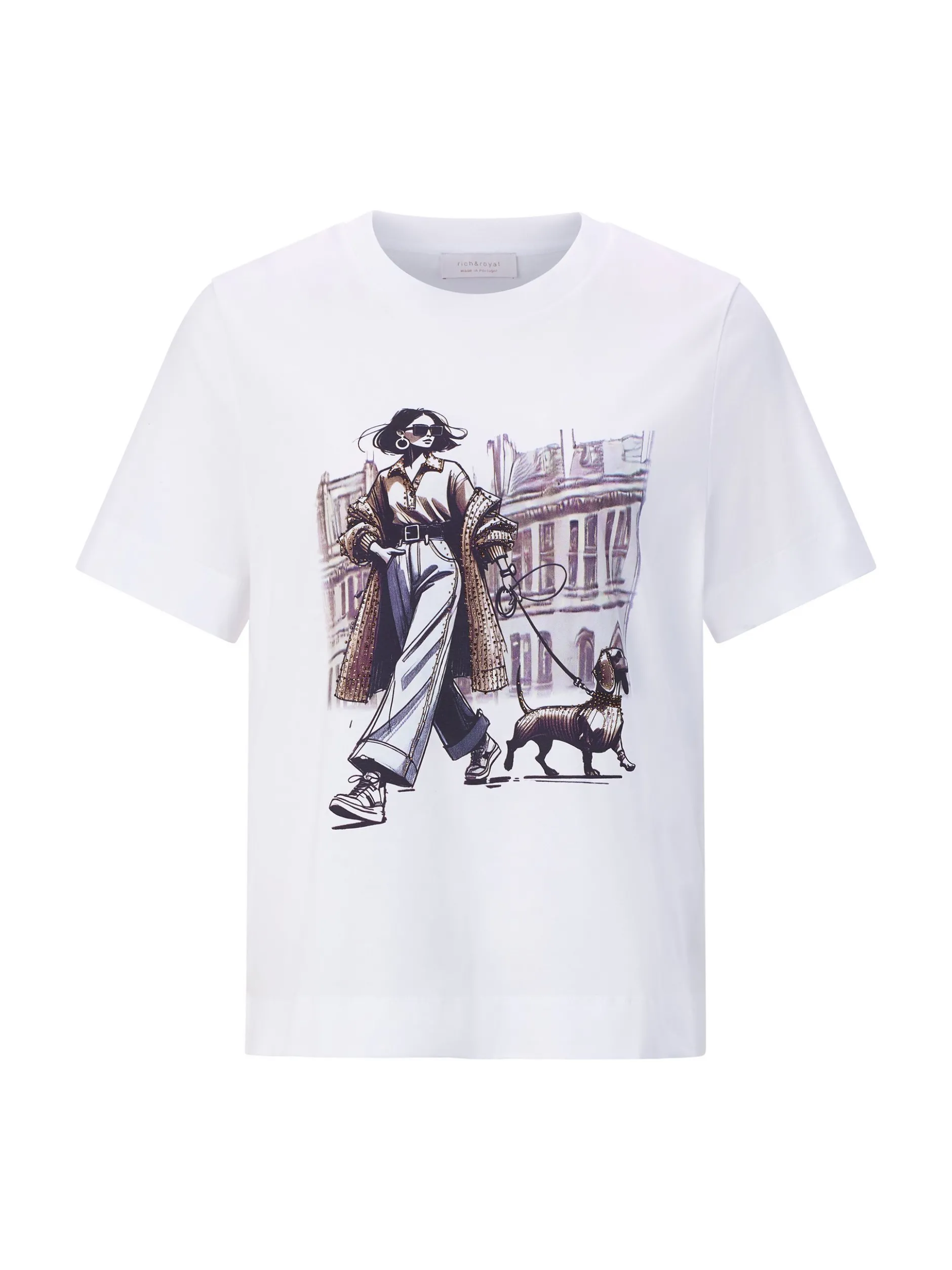 Rich & Royal Damen T-Shirt in weiß braun