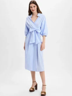 Rich & Royal Damen Wickelkleid in hellblau weiß