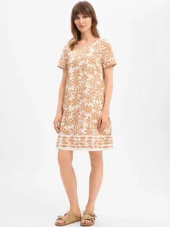 Robe Légère Damen Midikleid in beige weiß