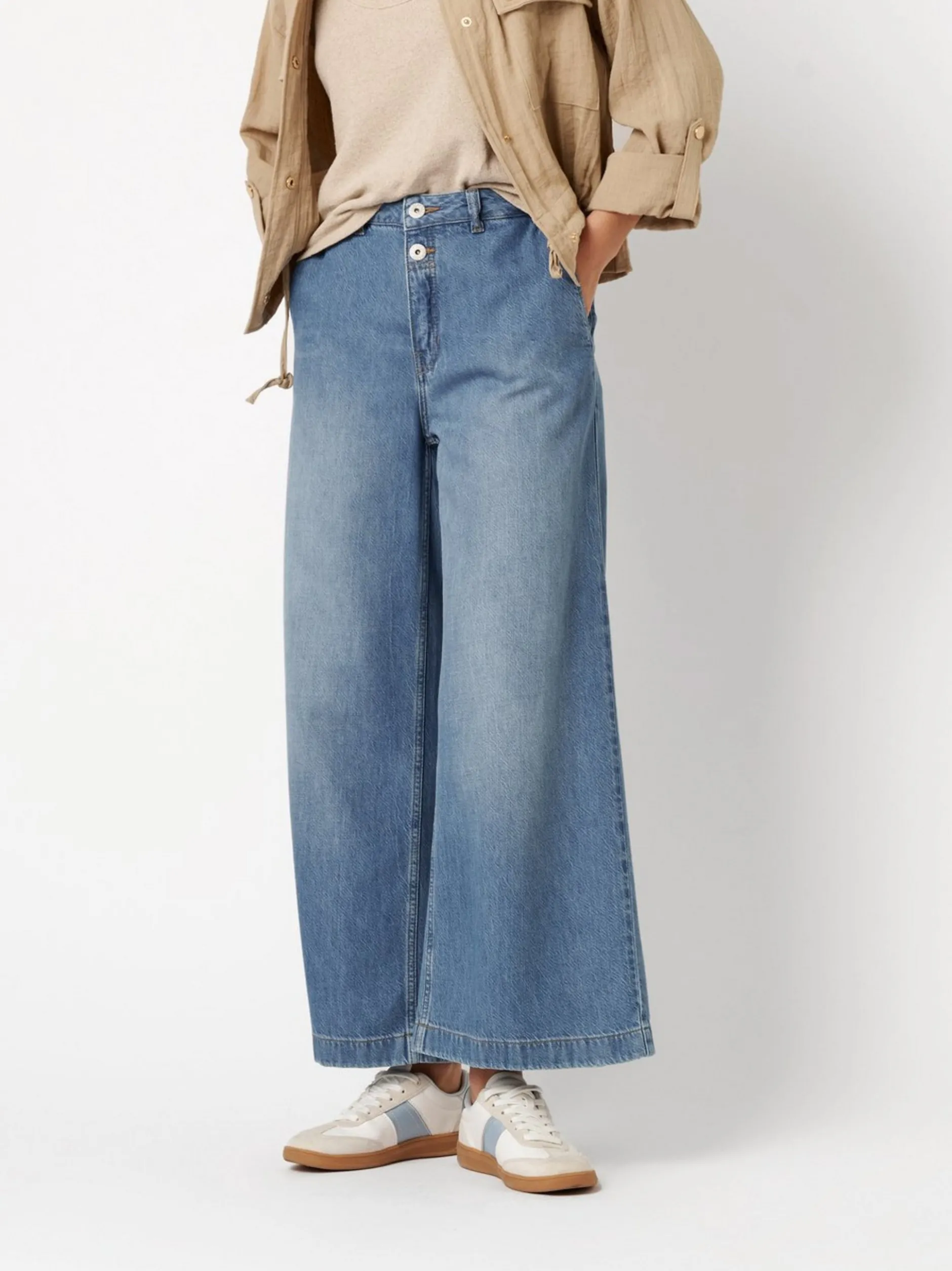 Rosner Damen Hose - Mara Wide Leg Cropped in light stone