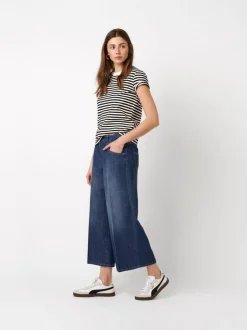 Rosner Damen Hose mit Leinen-Anteil - Masha Wide Leg Culotte in denim
