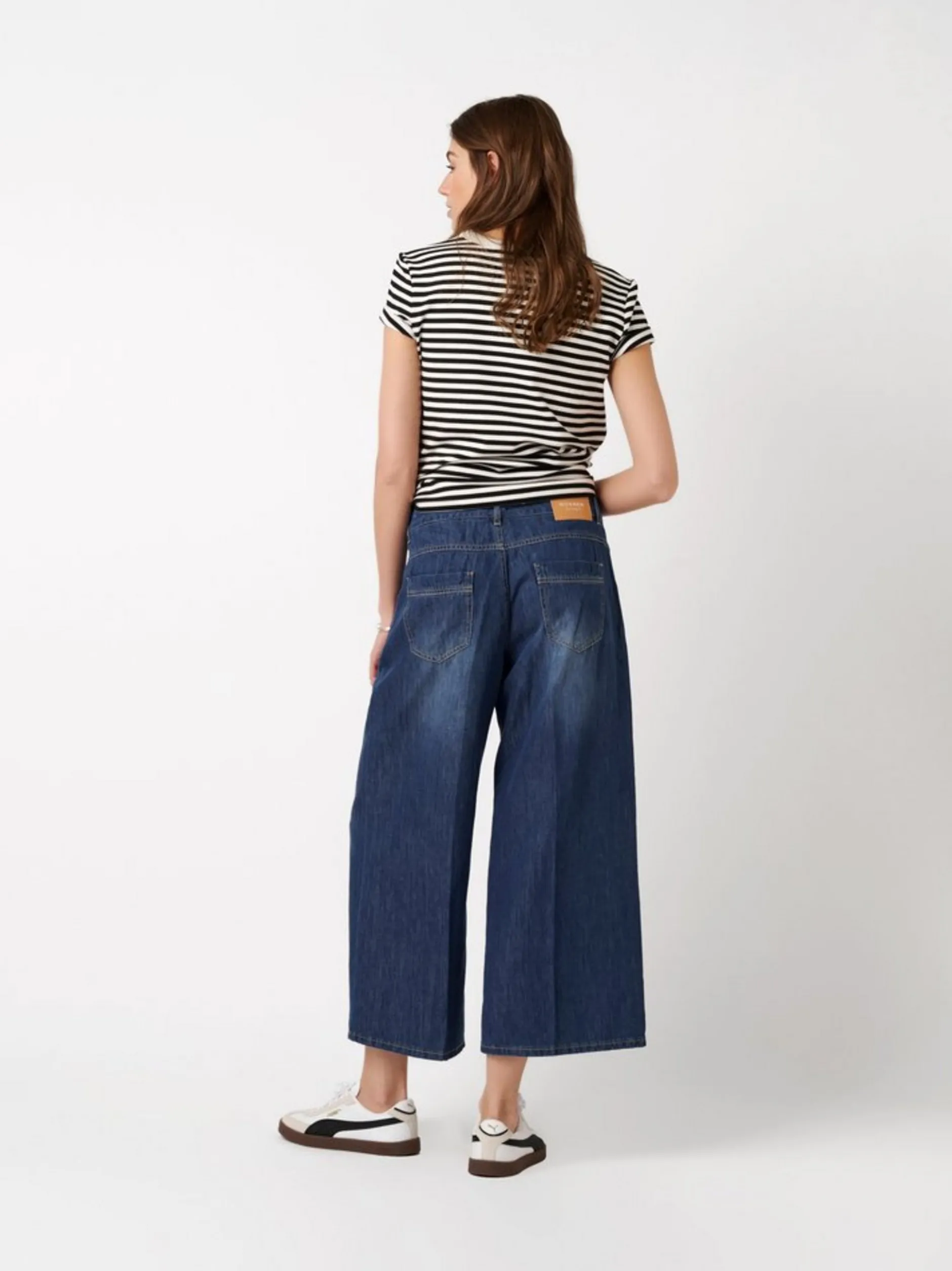 Rosner Damen Hose mit Leinen-Anteil - Masha Wide Leg Culotte in denim