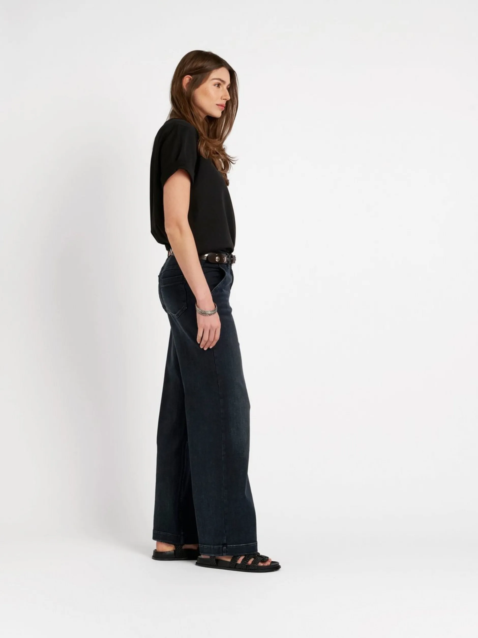 Rosner Damen Jeans - Audrey Wide in dark stone