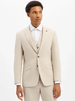 Roy Robson Herren Baukasten-Sakko mit Leinenanteil in beige