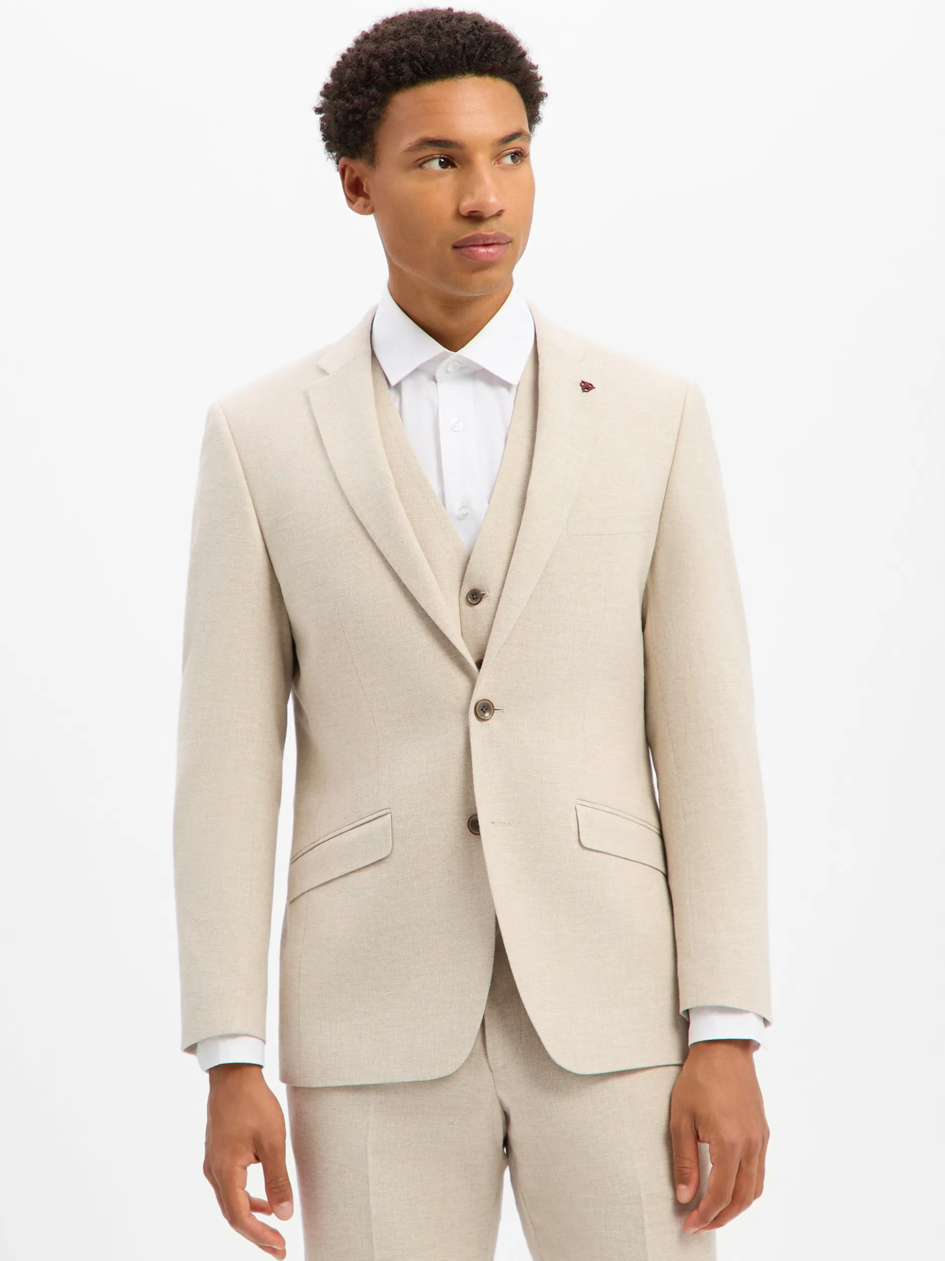 Roy Robson Herren Baukasten-Sakko mit Leinenanteil in beige