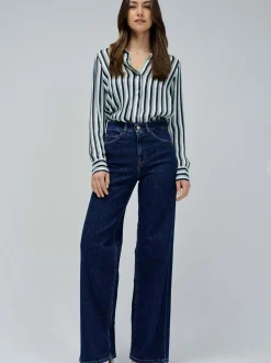 Salsa Jeans Damen Jeans - Faith Wide in light stone
