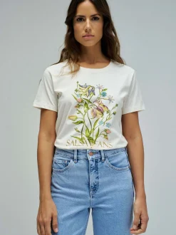Salsa Jeans Damen T-Shirt in ecru - Ausschnitt: Rundhals