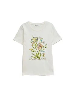 Salsa Jeans Damen T-Shirt in ecru - Ausschnitt: Rundhals