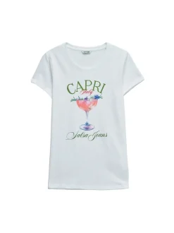 Salsa Jeans Damen T-Shirt - Loose Graphic in ecru