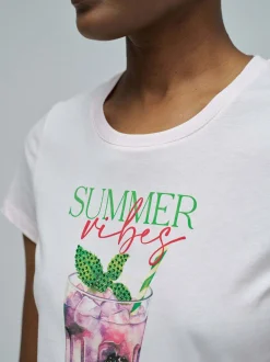 Salsa Jeans Damen T-Shirt - Loose Graphic in ecru