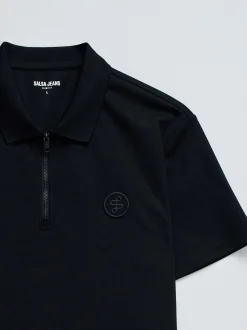 Salsa Jeans Herren Poloshirt in schwarz - Ärmel: kurzarm
