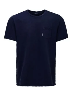 Salsa Jeans Herren T-Shirt - Slub Jersey Raw Edge in marine