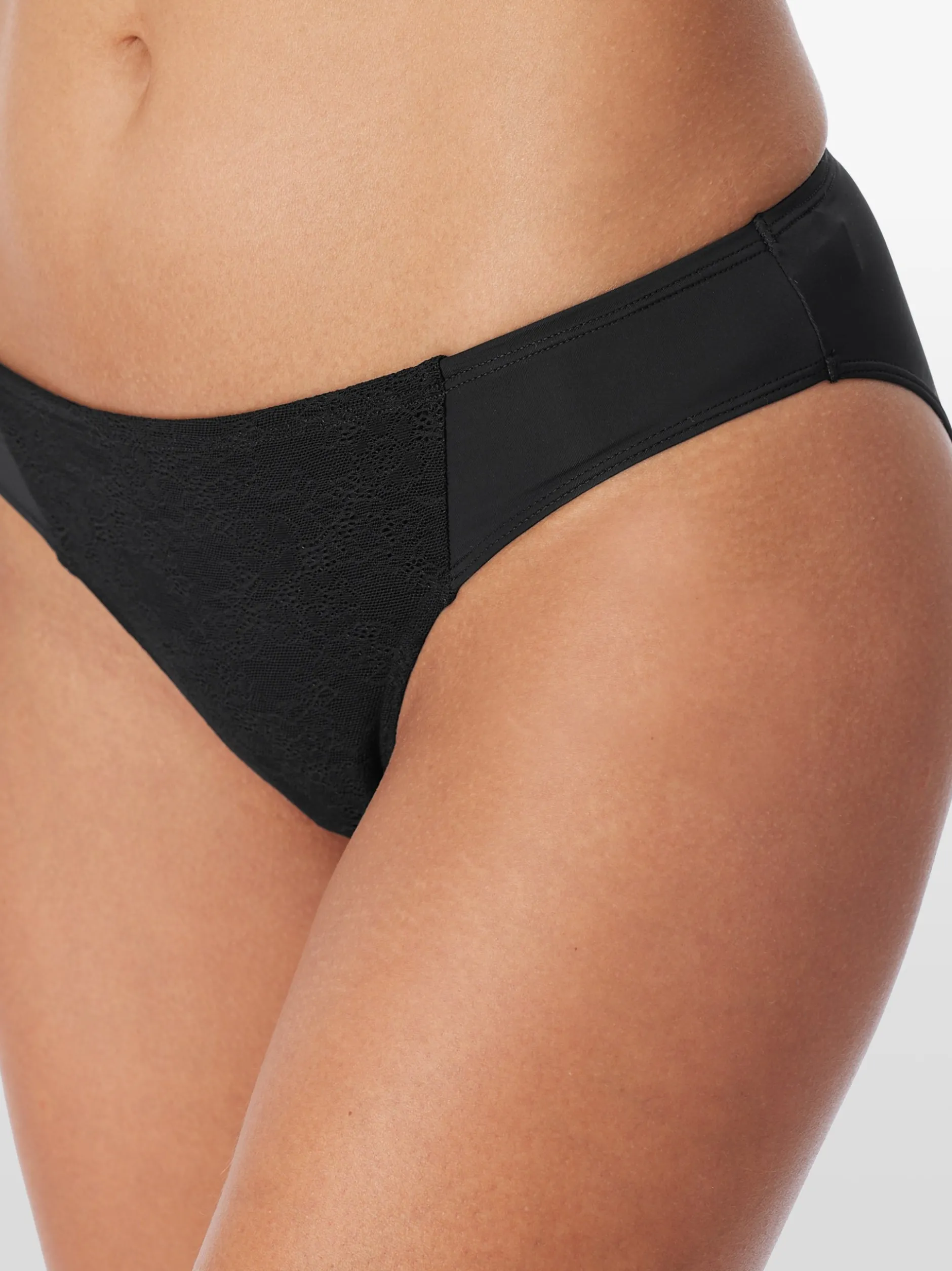 Schiesser Damen Rioslip - Air blickdichte Spitze in schwarz