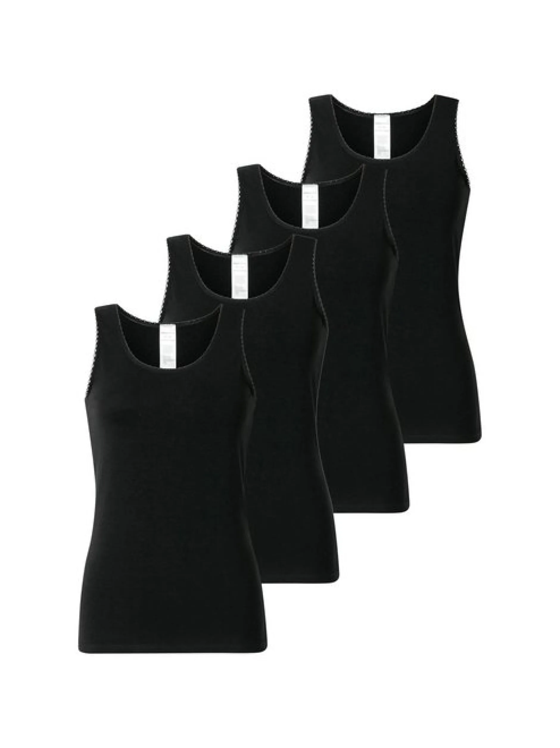 Schiesser Damen Unterhemd 4er Pack in schwarz