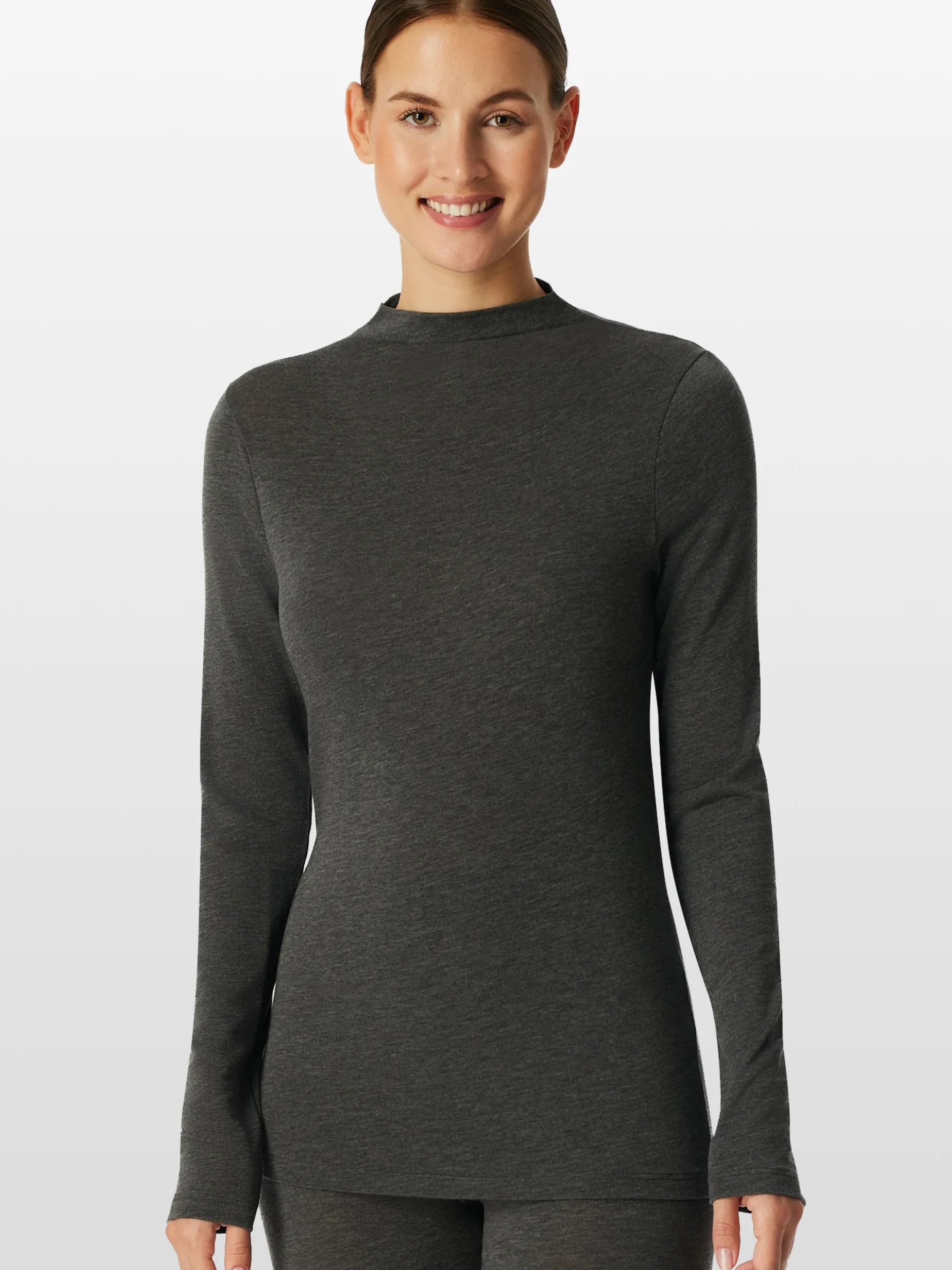 Schiesser Damen Unterziehshirt - Premium Warming in anthrazit