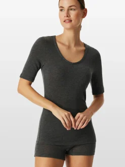 Schiesser Damen Unterziehshirt - Premium Warming in anthrazit