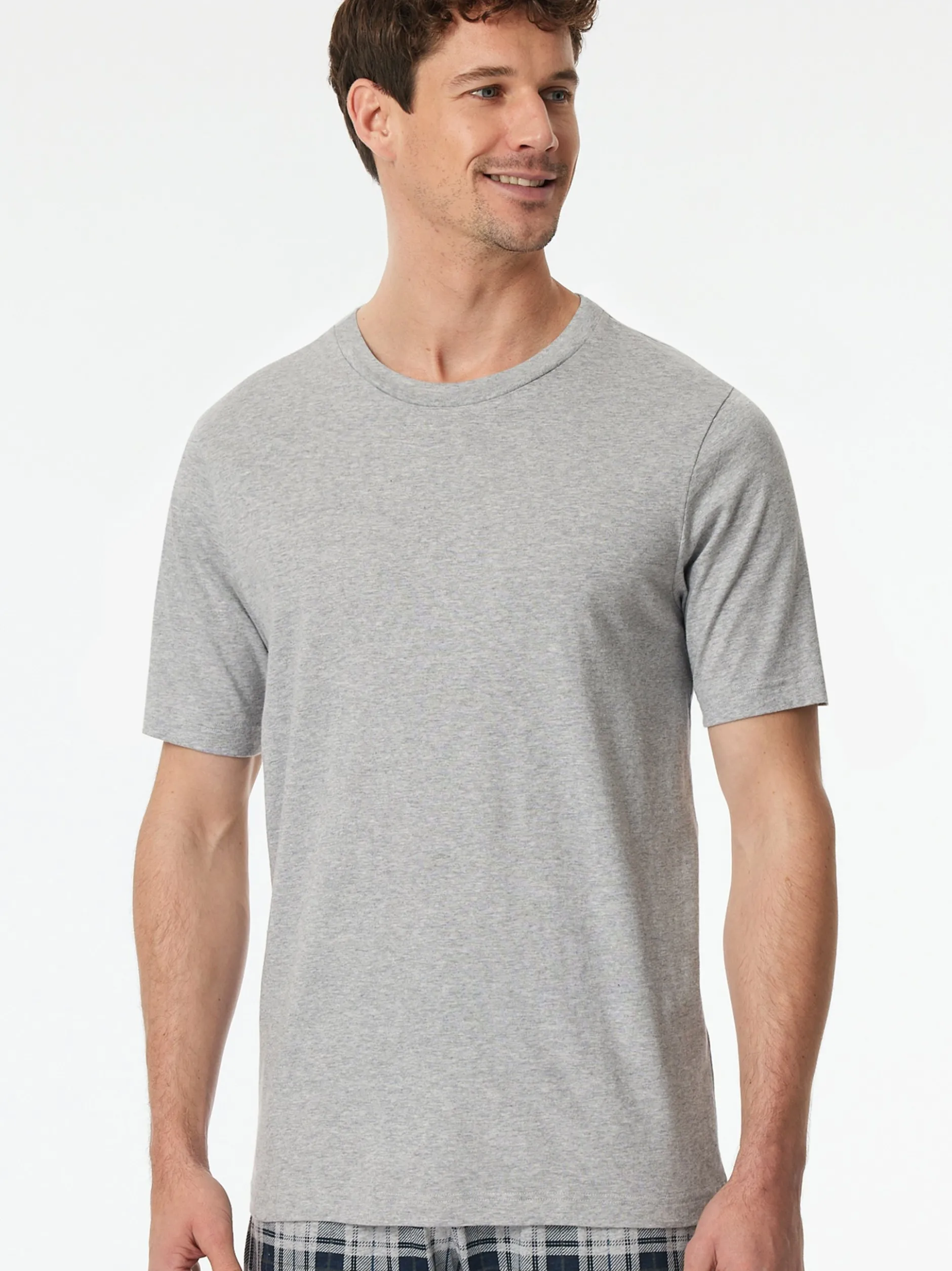 Schiesser Herren Pyjamaoberteil - T-Shirt - Mix + Relax in grau