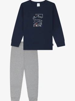 Schiesser Jungen Pyjama - Boys World in grau