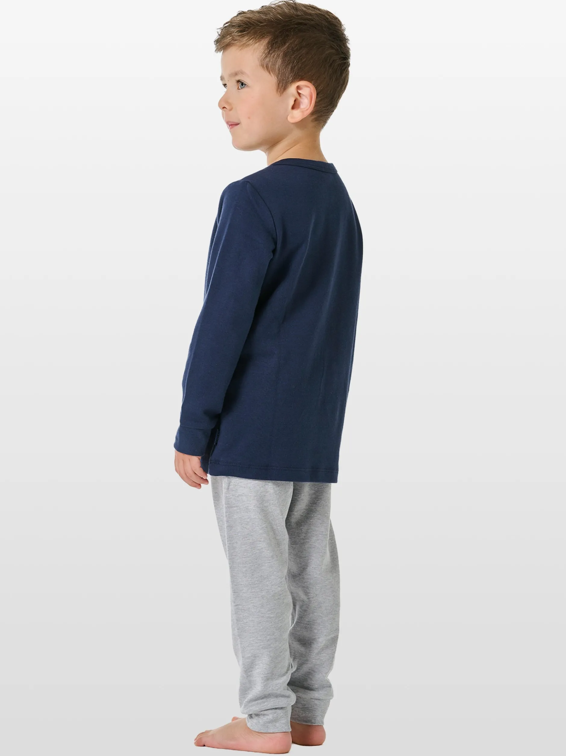 Schiesser Jungen Pyjama - Boys World in grau