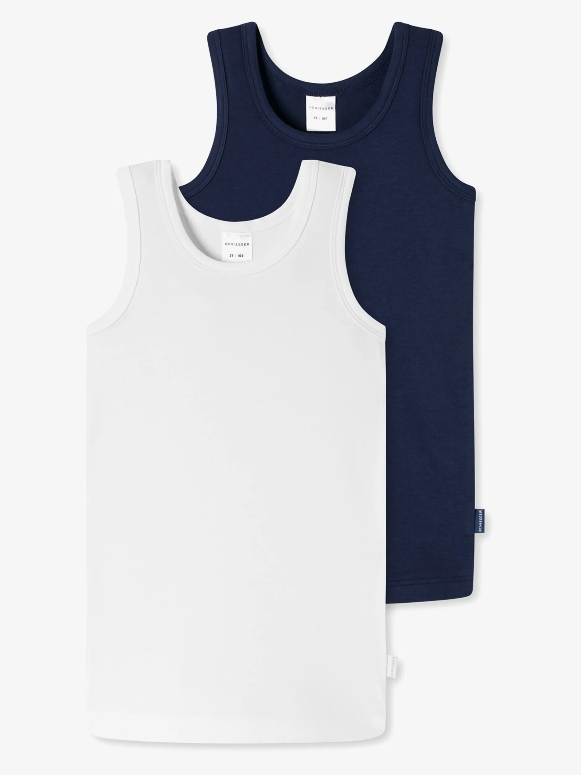 Schiesser Jungen Unterhemden - 2er-Pack Basic Kids in weiß